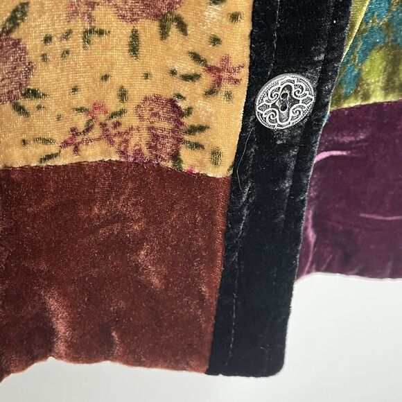 Patchwork Velvet Blazer Jacket Womens Size M Y2K Boho Colorful Artsy Whimsigoth - Picture 4 of 9